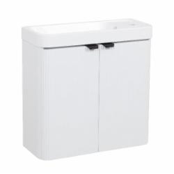 Тумба подвесная Aqua Rodos FROST MINI (WHITE-MATT-PVC) с умывальником BAR-WC 50 см