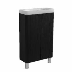 Тумба напольная Aqua Rodos FROST MINI (BLACK-MATT-PVC) с умывальником BAR-WC 50 см