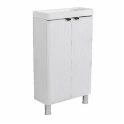 Тумба напольная Aqua Rodos FROST MINI (WHITE-MATT-PVC) с умывальником BAR-WC 50 см