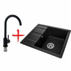 Комплект мойка для кухни UP! (Underprice) Teta black + смеситель Lidz 12 32 015F-8 black