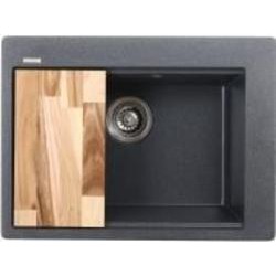 Мойка ScandiSPA из кварцевого песка Delta grafit GMD620gD + деревянная дощечка