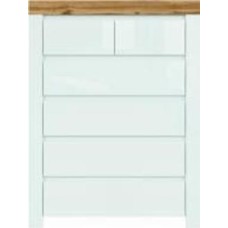 Комод BRW Holten 6ш 1295x985x420 мм белый глянец/белый/дуб вотан (S440-KOM6S/A-BI/DWO/BIP )