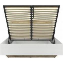 Кровать с подъемным механизмом BRW Alameda 160x200 см белый глянец/дуб вестминстер (S420-LOZ/160/B-BIP/DWM)