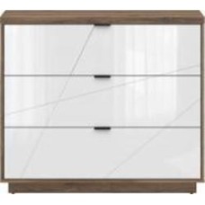Комод BRW Forn 3ш 1060x930x425 мм белый глянец/дуб делано (S471-KOM3S-DDC/BIP )