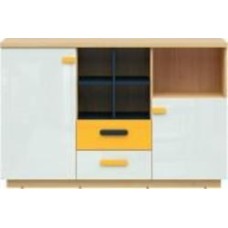 Комод BRW Wesker 2д2ш 1500x970x405 мм дуб польский/темно-синий/белый глянец/желтый (S464-KOM2D2S-DANA/UG/BIP/ZO )