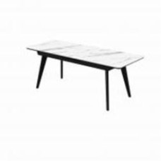 Стол обеденный Aqua Rodos Атланта к-Bianco Statuario Venato 1400х800х760 черный/белый мрамор
