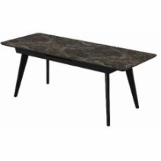 Стол обеденный Aqua Rodos Атланта к-Emperador Extra (5мм) 1400х800х760 черный/коричневый