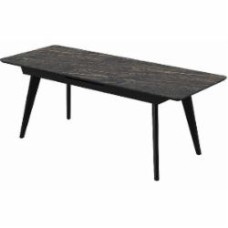Стол обеденный Aqua Rodos Атланта к-Naturali Noir Desir (5мм) 1400х800х760 черный/мрамор черный