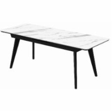 Стол обеденный Aqua Rodos Атланта к-Bianco Statuario Venato 1600х800х760 черный/белый мрамор