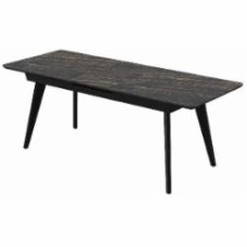 Стол обеденный Aqua Rodos Атланта к-Naturali Noir Desir (5мм) 1600х800х760 черный/мрамор черный