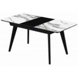 Стол обеденный Aqua Rodos Денвер К-Erdek Blanco 1200х800х760 черный/мрамор светлый