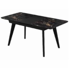 Стол обеденный Aqua Rodos Денвер К-Richmond Black 1200х800х760 черный/мрамор черный