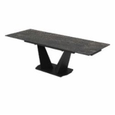 Стол обеденный Aqua Rodos ЛУАРА Laminam Naturali Noir Desir (3 мм) 1400х800х760 черный/мрамор черный (АР000081622)