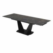 Стол обеденный Aqua Rodos Луара Laminam Naturali Noir Desir (3 мм) 1600х900х760 черный/мрамор черный (АР000081623)