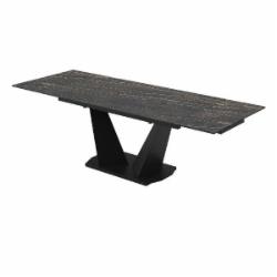 Стол обеденный Aqua Rodos Луара Laminam Naturali Noir Desir (3 мм) 1600х900х760 черный/мрамор черный (АР000081623)