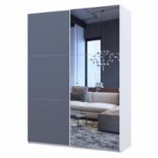 Шкаф-купе Doros G-Caiser 1 ДСП / 1 зеркало / 3 части 2400х1600х600 мм белый