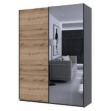 Шкаф-купе Doros G-Caiser Графит Дуб Евок 1 ДСП / 1 Зеркало 2400х1600х600 мм графит