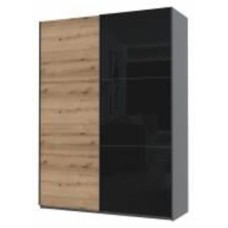 Шкаф-купе Doros G-Caiser Графит / Дуб Эвок 1 ДСП / 1 Стекло / 3 части 2400х1800х600 мм графит