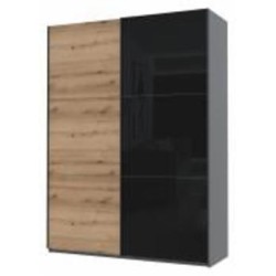 Шкаф-купе Doros G-Caiser Графит / Дуб Эвок 1 ДСП / 1 Стекло / 3 части 2400х1800х600 мм графит