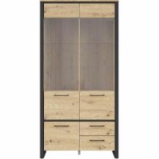 Витрина BRW Dodson 2005х1000х405 мм дуб артизан/ черный (S604-REG2W1D2S-DASN/CA)