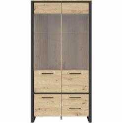Витрина BRW Dodson 2005х1000х405 мм дуб артизан/ черный (S604-REG2W1D2S-DASN/CA)