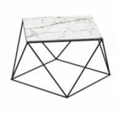 Стол журнальный Aqua Rodos Локка ERDEK BLANCO 600x600x450 мм черный/мрамор светлый