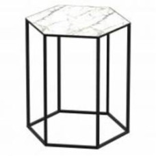 Стол журнальный Aqua Rodos Тур ERDEK BLANCO 400x350x400 мм черный/мрамор светлый