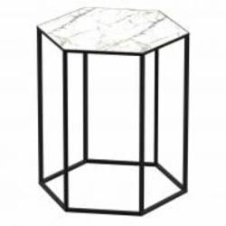 Стол журнальный Aqua Rodos Тур ERDEK BLANCO 400x350x400 мм черный/мрамор светлый