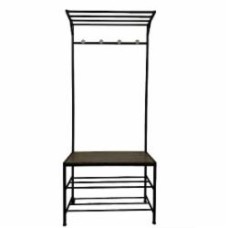 Вешалка-стойка для одежды Fabrika FK0204 SOLUTION со скамейкой и полками 1780х350х760 мм черный