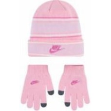 Комплект шапка+перчатки Nike MULTI STRIPE BEANIE SET 9A3047-A0W р.one size розовый