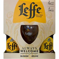 Пиво Leffe Blonde 0,75 л + Brune 0,75 л + бокал 0,33 л