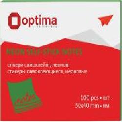 Стикеры 40х50 мм 100 листов неон салатовые Optima