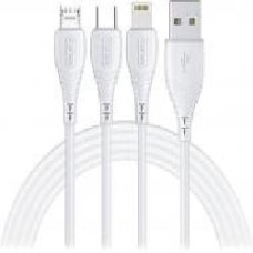 Кабель T-PHOX microUSВLightning – USBUSB Type-C 1,2 м белый (T-F831 White) PLUS 3 - 3IN1