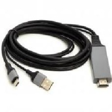 Кабель PowerPlant HDMI (M) – USB (AM) + Type-C (M) 1 м черный (CA912025)