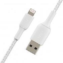 Кабель Belkin USB-A - Lightning BRAIDED 1 м белый (CAA002BT1MWH)