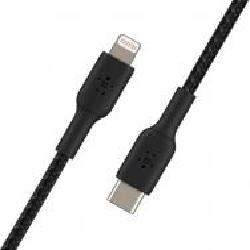 Кабель Belkin USB-С - Lightning, BRAIDED 1 м черный (CAA004BT1MBK)