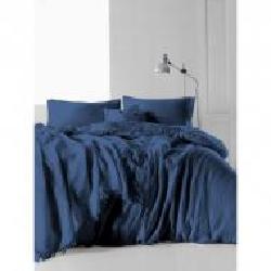 Комплект постельного белья Muslin Dark Blue семейный синий SoundSleep