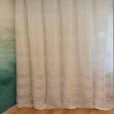 Тюль Лён Скарлайн с мережкой и атласной полосой 300x250 бежевый Декор-ін