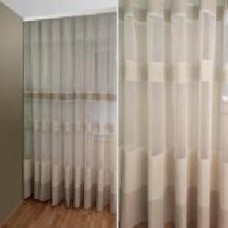 Тюль Лён с полоской Флорида 600x290 бежевый Декор-ін