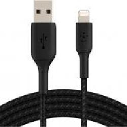 Кабель Belkin USB-A - Lightning BRAIDED 2 м черный (CAA002BT2MBK)