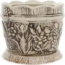 Горшок керамический Поляна круглый 14 л бежевый с рисунком