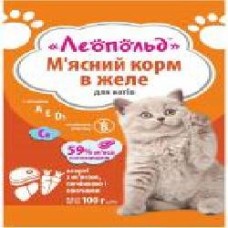 Корм Леопольд Ассорти с мясом, печенью и овощами в желе 100 г