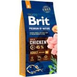 Корм Brit Premium Едалт М для взрослых собак средних пород с курицей, 15 кг,