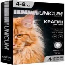 Капли UNiCUM Premium от блох и клещей на холку для больших котов массой 4-8 кг (UN-005) шт.