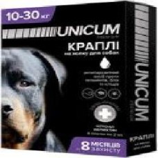 Капли UNiCUM от блох, клещей и гельминтов на холку для собак Unicum premium + 10-30 кг шт.