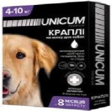 Капли UNiCUM от блох, клещей и гельминтов на холку для собак Unicum premium + 4-10 кг шт.