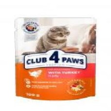 Корм Club 4 Paws для взрослых кошек с индейкой в желе 100 г