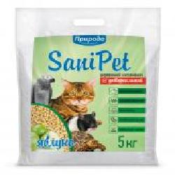 Наполнитель Природа для кошачьего туалета Sani Pet, древесный, яблоко, 5 кг