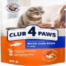 Корм Club 4 Paws С ТРЕСКОЙ В ЖЕЛЕ 80 г