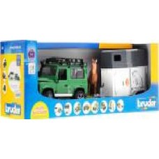 Джип Bruder Land Rover Defender с прицепом и фигуркой лошади 1:16